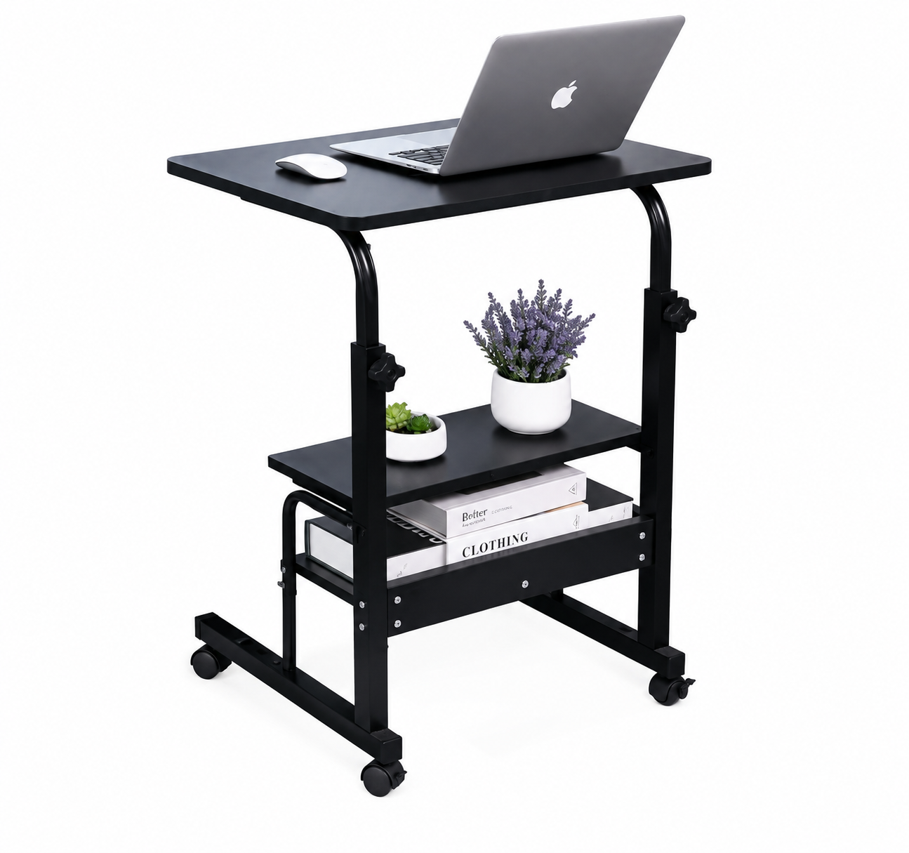 Adjustable Mobile Laptop Desk with Storage Shelf