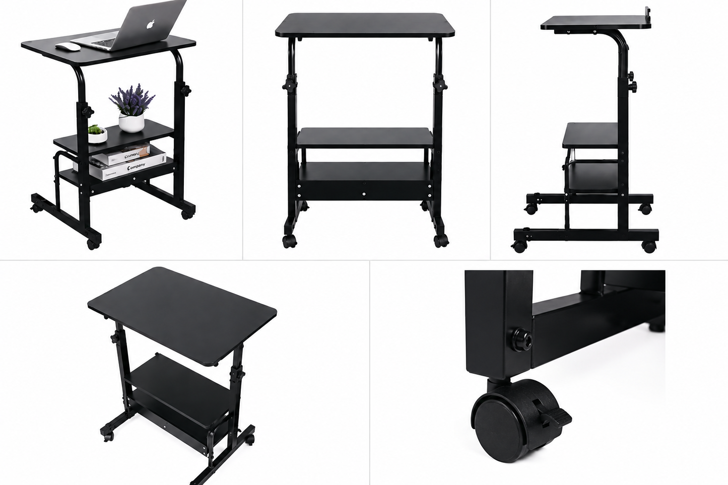 Adjustable Mobile Laptop Desk with Storage Shelf